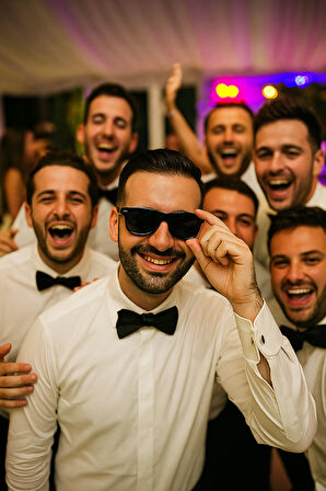 Damat Gözlüğü Lüks Siyah Düz Kare Gözlük Bekarlığa Veda Gözlük 