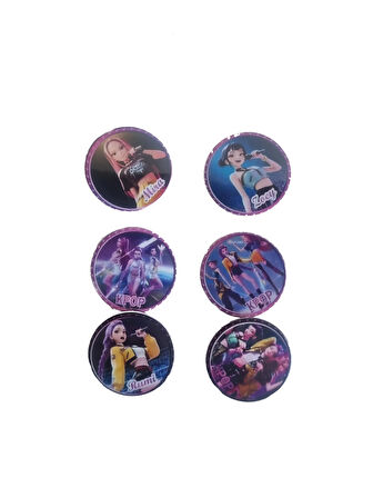 6'lı Lisanslı K-pop Hunterix Demon Hunters İblis Avcıları Yaka Çanta Rozeti Pin - Orijinal Fan Aksesuarı - Yüksek Kalite Koleksiyon Ürünü