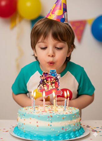 Lisanslı K-pop Hunterix Demon Hunters İblis Avcıları Çubuklu Büyük Pasta Süsü - Tekli Figür Temalı Doğum Günü Dekorasyonu