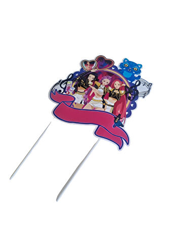 Lisanslı K-pop Hunterix Demon Hunters İblis Avcıları Çubuklu Büyük Pasta Süsü - Tekli Figür Temalı Doğum Günü Dekorasyonu