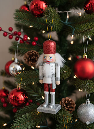 Kurşun Asker 13cm Kırmızı Şapkalı Ahşap Yılbaşı Süsü