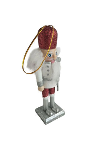 Kurşun Asker 13cm Kırmızı Şapkalı Ahşap Yılbaşı Süsü