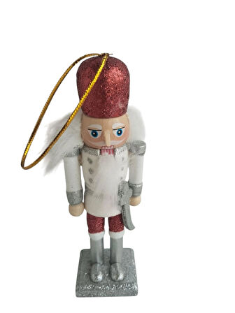 Kurşun Asker 13cm Kırmızı Şapkalı Ahşap Yılbaşı Süsü