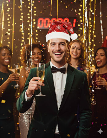 Kadife Kar Tanesi Pul İşlemeli Lüks Yılbaşı Şapkası – Yeni Yıl Parti Şapkası