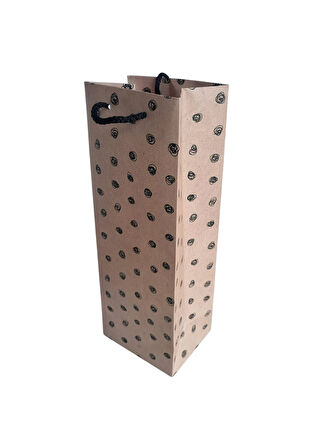 13×36×10 cm Kraft Siyah Saplı Bottle Şişe Taşıma Lüks Yılbaşı Hediyelik Karton Çanta