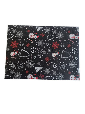 21×28,5×11 cm Siyah Simli Kış Temalı Dikdörtgen Lüks Yılbaşı Hediyelik Karton Kutu