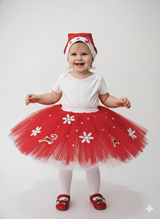 1–2 Yaş Simli Tütü Etek Yılbaşı Kostümü – Lastikli Bel ve Şapka Hediyeli Set