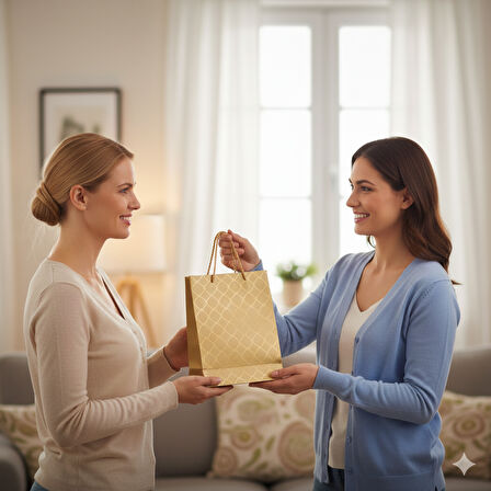 26x32x10 cm – Lüks Varak Baskılı Geometri Temalı Karton Hediye Çanta Özel Alışveriş Çantası