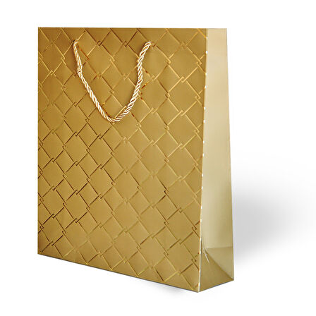 26x32x10 cm – Lüks Varak Baskılı Geometri Temalı Karton Hediye Çanta Özel Alışveriş Çantası
