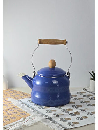 Alev Vintage Ahşap Saplı Emaye Demlik Kettle 2,5Lt