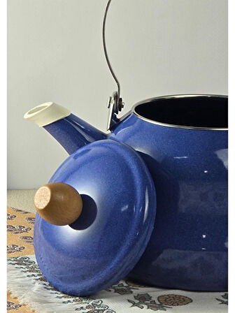 Alev Vintage Ahşap Saplı Emaye Demlik Kettle 2,5Lt