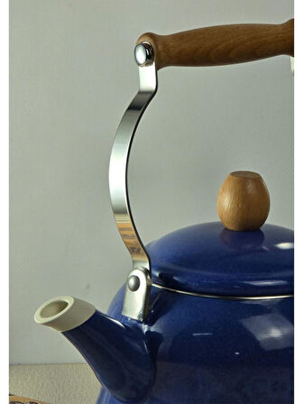 Alev Vintage Ahşap Saplı Emaye Demlik Kettle 2,5Lt