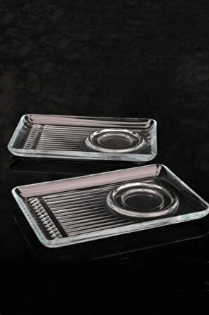 Paşabahçe 54901 Elysia 2'li Cam Sunumluklu Çay Tabağı