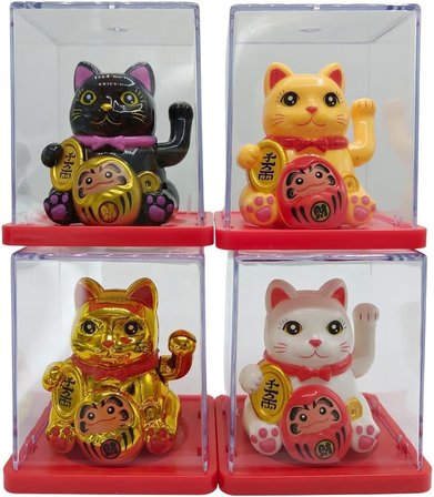 Dörtlü Maneki Neko El Sallayan Şans Kedisi Güneş Enerjili Set NO04SNS