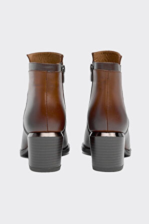 Hakiki Deri Klasik Fermuarlı Kadın Bot