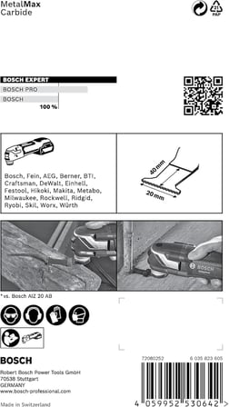 Professional 1x EXPERT MetalMax AIZ 20 AIT Daldırmalı Testere Bıçakları (Çelik, Paslanmaz çelik, Genişlik 20 mm, Aksesuar Çok Fonksiyonlu Makine)