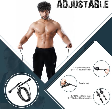 Orret Home Profesyonel Atlama İpi: Kaymayan Saplı, Ayarlanabilir Hız İpi, Erkekler, Kadınlar ve Çocuklar İçin, Ev Egzersizleri ve Fitness, Yağ Yakma, Boks, Crossfit ve MMA İdeal"