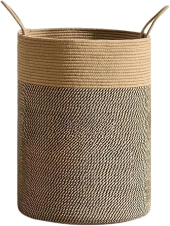 NaturaWeave Jüt Hasır Kirli Sepeti Banyo Sepeti Giyisi Havlu Battaniye Dergi Oyuncak Düzenleyici Saksı Sepet Organizer Hafif Kulp Detaylı Yumşak Ve Dayanıklı Karavan Organizeri (HASIR-SİYAHKIRÇIL)