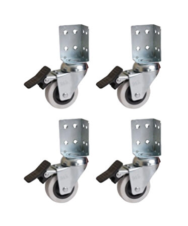 Hts 334L- Çift Bilyalı Tabla Bağlantılı Frenli Pvc Teker 4 Ad.