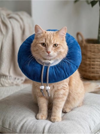 Elizabeth Yakalık Yumuşak Ayarlanabilir Kedi Köpek Koruyucu Boyunluk, Mavi, M Beden