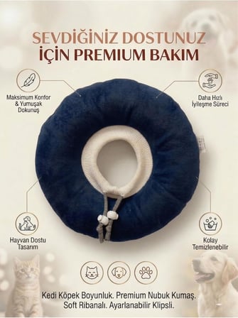 Elizabeth Yakalık Yumuşak Ayarlanabilir Kedi Köpek Koruyucu Boyunluk, Mavi, M Beden