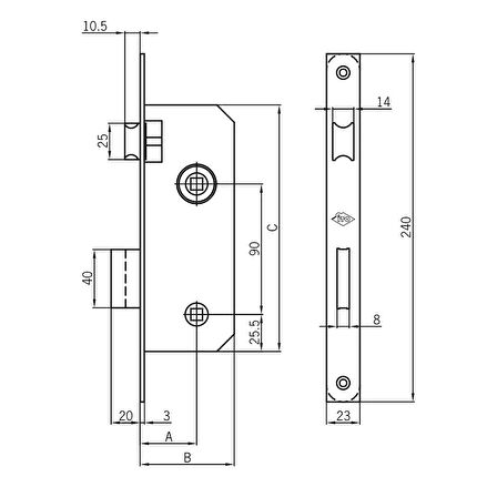 İto Çelik Banyo-Wc Kapı Kilitleri 760/Rk Rulmanlı 40 Mm
