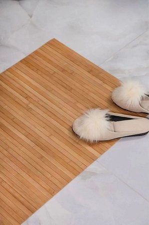 Bambu Banyo Matı Çamaşır Makinası Üstü Örtüsü Koltuk Matı Ahşap Kanepe Koltuk Kenarı Matı 68X45 cm