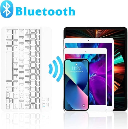 Bluetooth Ios Ipad Android Windows Uyumlu Klavye Mouse Seti - Sessiz - Şarjlı - Combo - Ultra İnce - Türkçe - Kablosuz Beyaz