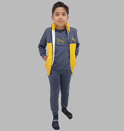 kapitone yelekli 3 lü eşofman takımık