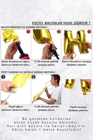 C Harfi Folyo Balon Gold 100 cm 40 inç 1 Metre Altın