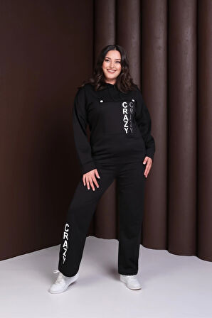 Kapüşonlu Crazy  Baskılı Alt-Üst Takım