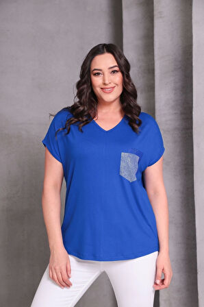 Cep Taş Baskılı Bluz