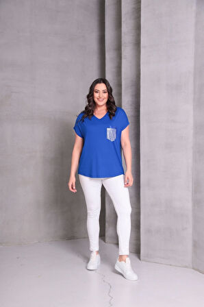 Cep Taş Baskılı Bluz