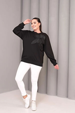 Çiçek Aplikeli Sweatshirt