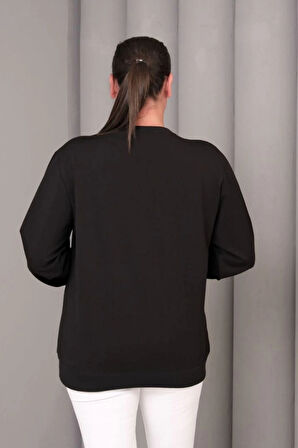 Çiçek Aplikeli Sweatshirt