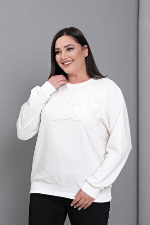 Çiçek Aplikeli Sweatshirt