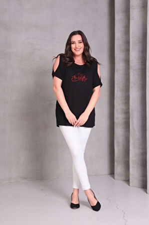 Sırtı Kelebek Taş Baskılı Zincir Detaylı Bluz