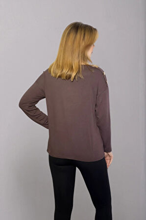 Omuz Düğme Detaylı Bluz