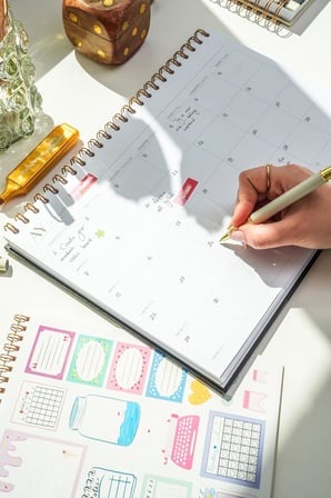 Süresiz Haftalık Masaüstü Planlayıcı 12 Aylık Undated Desk Planner Siyah