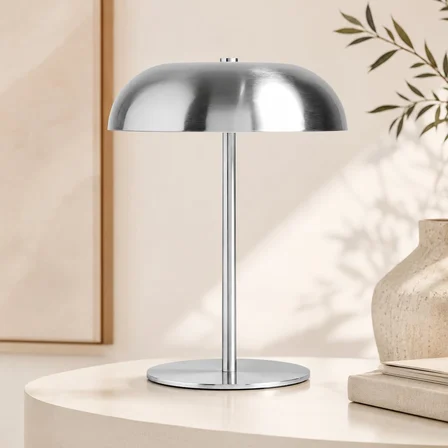 Modern Mantar Tasarımlı Masa Lambası, Beyaz Dekoratif LED Masaüstü Aydınlatma, Şık Gece Lambası, Komodin, Çalışma Masası, Salon ve Ofis Kullanımına Uygun Dekoratif Abajur (GÜMÜŞ)