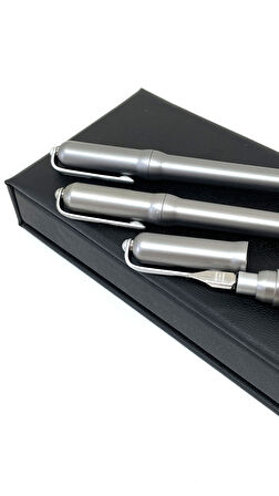 Quincy Feather 3 lü Metal Kalem Seti – Şık Hediye Kutusunda
