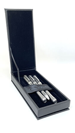 Quincy Feather 3 lü Metal Kalem Seti – Şık Hediye Kutusunda