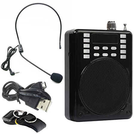 KTX-1601 Mikrofonlu Fm Destekli Rehber Öğretmen Amfisi Usb/tf/aux Fm Destekli Hoparlör