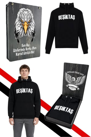 BEŞİKTAŞ ERKEK KAPÜŞONLU SWEATSHIRT UV KUTU HEDİYELİ