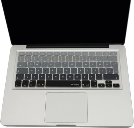 MacBook Klavye Filmi Türkçe Q Kaplama Ultra İnce Silikon Air Pro Eski USB li Modeller 2008-2017 Uyumlu Yıkanabilir Koruyucu Film Renkli Baskı Siyah Gri