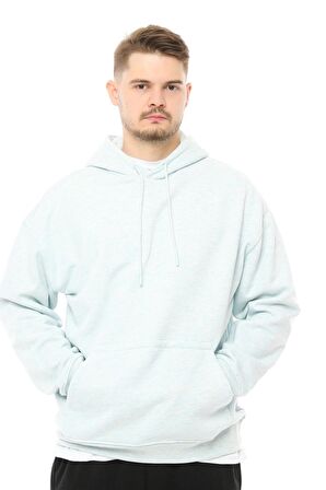 defy's Erkek Oversize Kapüşonlu Sweatshirt Mavi Melanj