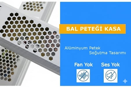 12V Ultra Slim Sessiz Şerit LED Trafosu - Cata Metal Kasa İnce Tasarım Klemensli Adaptör (5A / 12.5A / 17A / 21A / 30A Seçenekleri), IP20 İç Mekan (21 Amper)