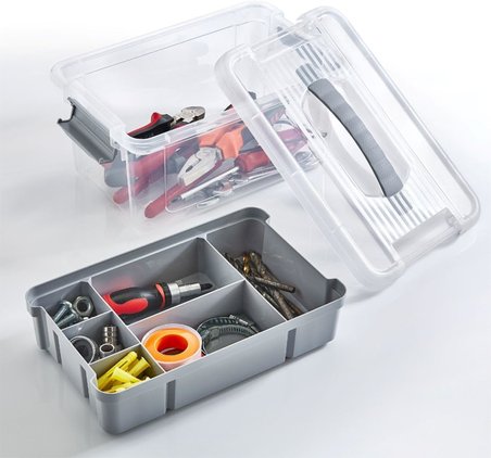 Bölmeli ve Katlı Plastik Organizer Makyaj Düzenleyici – Kilitli Takım Sandığı Organizer Kutu, Taşıma Kulplu Çok Amaçlı Düzenleyici, Katlı Saklama Kutusu (9 Litre)