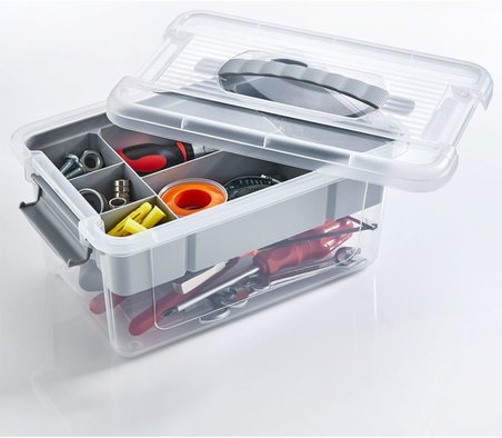 Bölmeli ve Katlı Plastik Organizer Makyaj Düzenleyici – Kilitli Takım Sandığı Organizer Kutu, Taşıma Kulplu Çok Amaçlı Düzenleyici, Katlı Saklama Kutusu (9 Litre)