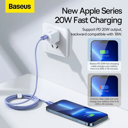 Crystal Shine 20W Type-C to Lightning Kablo 1.2m-Mor